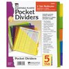 Charles Leonard Index Dividers with Pockets, 5-Tab, Assorted Colors, 5-Tab Set, PK6 48505ST